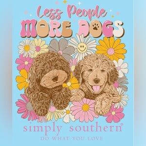 NWT Simply Southern Long Sleeve Tee Less People More Dogs Blue Pink Size XL